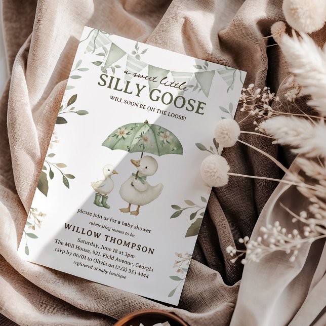 Watercolor Silly Goose Baby Shower Inbjudningar (Skapare uppladdad)