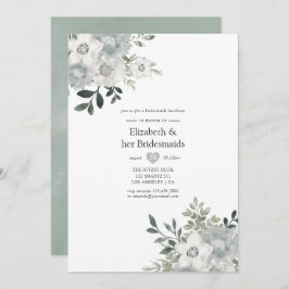 Watercolor Silver Sage Bridesmaids Luncheon Inbjudningar