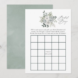 Watercolor Silver Sage Bröllopsdusch Bingo Inbjudningar