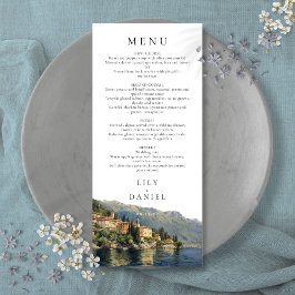 Watercolor Sjö Como Italien Destination Wedding Meny