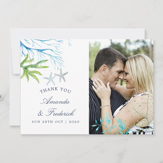 Watercolor Sjögräs Beach Wedding Tack (Framsida)