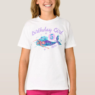 Watercolor Sjöjungfru Birthday Girl T Shirt
