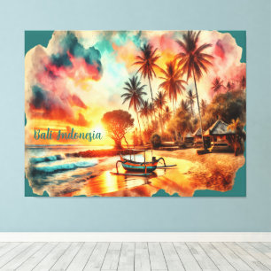 Watercolor Sketch Bali Indonesia Tropical Canvastryck
