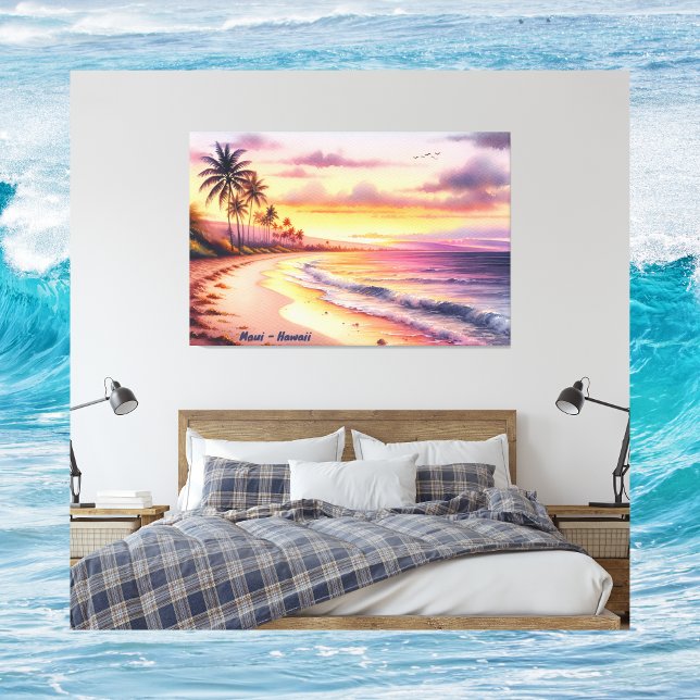 Watercolor Sketch Maui Hawaii Colorful | Canvastryck (Skapare uppladdad)