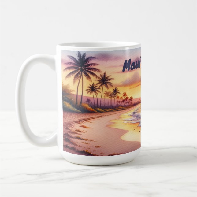 Watercolor Sketch Maui Hawaii Colorful | Kaffemugg (Vänster)