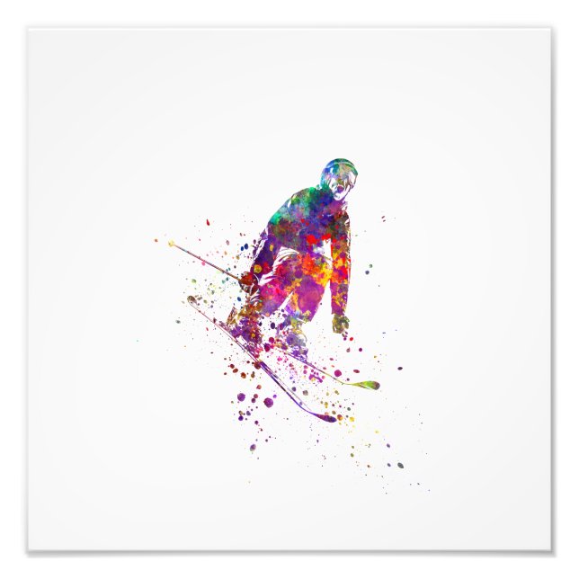watercolor skier fototryck (Framsidan)