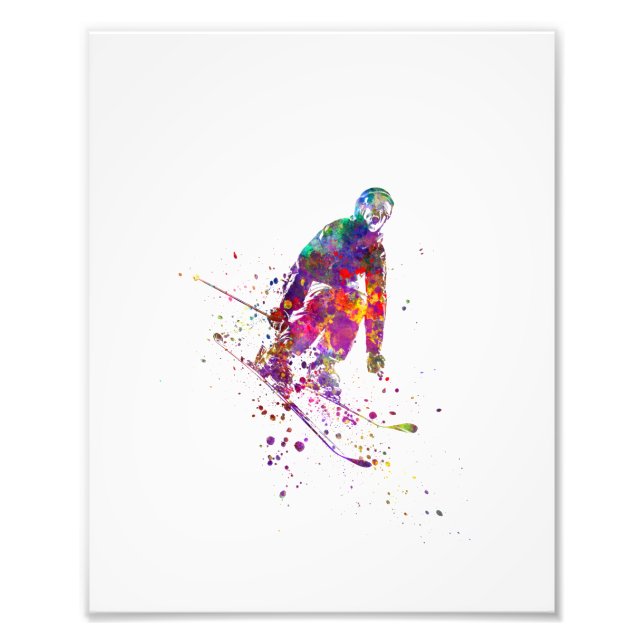watercolor skier fototryck (Framsidan)
