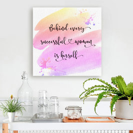 Watercolor-skripttypografi för lyckad Woman Rosa Canvastryck