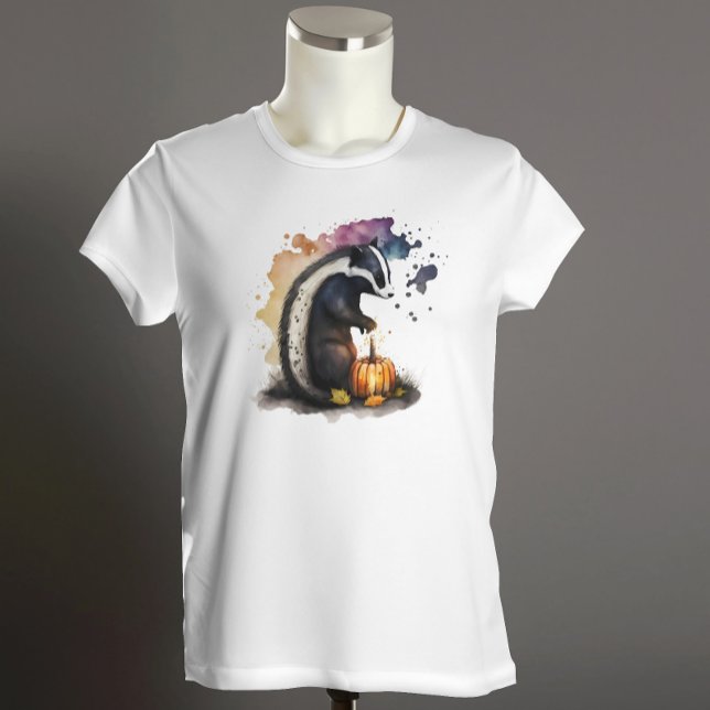 Watercolor Skunk Halloween Kids T Shirt (Skapare uppladdad)