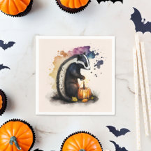 Watercolor Skunk Halloween