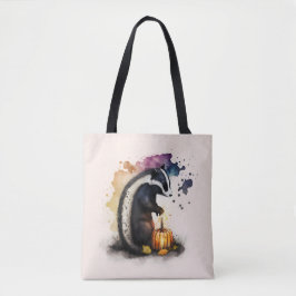Watercolor Skunk Halloween Tygkasse