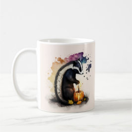 Watercolor Skunk Pumpkin Halloween Kaffemugg