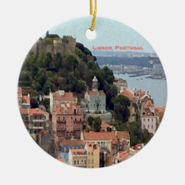 Watercolor Skyline från Lissabon Julgransprydnad Keramik