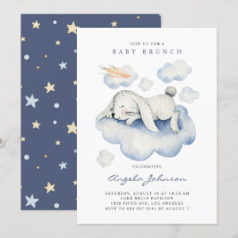 Watercolor Sleeping Baby Rabbit Baby Brunch Inbjudningar