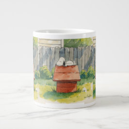 Watercolor Sleeping Dog on Red Doghouse Art Jumbo Mugg