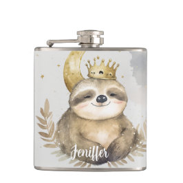 Watercolor Sloth Måne Krona Fickplunta