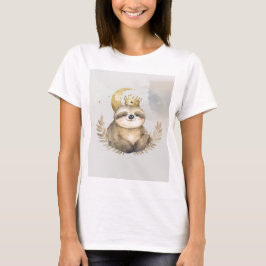 Watercolor Sloth Måne Krona T Shirt