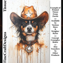 Watercolor Small Cowboy sheriff Hund DP3 Decoupage