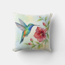Watercolor Small Hummingbird Kudde