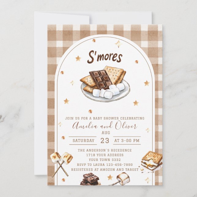 Watercolor S'more att älska baby shower Inbjudningar (Framsida)