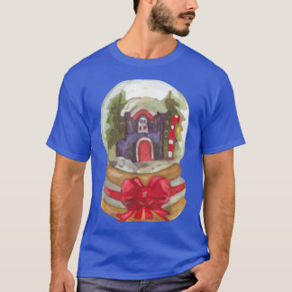 Watercolor Snö Globe Santa Julgran Ljus T Shirt