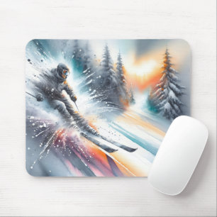 Watercolor Snö Skier Musmatta