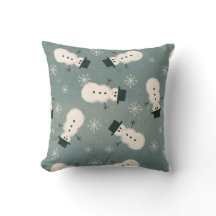 Watercolor Snögubbe Pillow