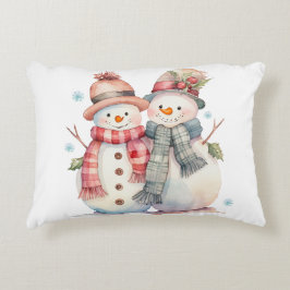 Watercolor Snögubbe Prydnadskudde