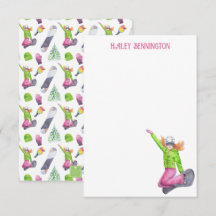 Watercolor Snowboarding-Personlig