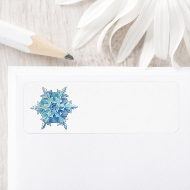 Watercolor Snowflake Address Label Returadress Etikett (Insitu)
