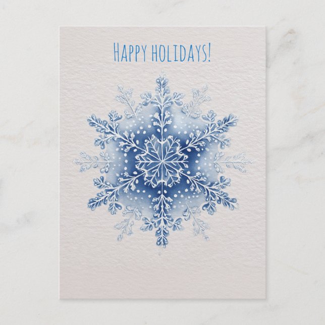 Watercolor snowflake Christmas  Helg Vykort (Framsida)