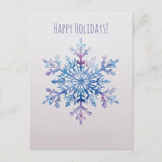  Watercolor snowflake Christmas Holiday Card Helg Vykort (Framsida)