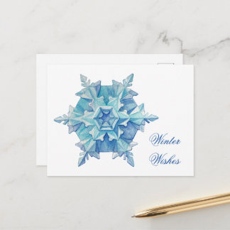 Watercolor Snowflake Helg Vykort