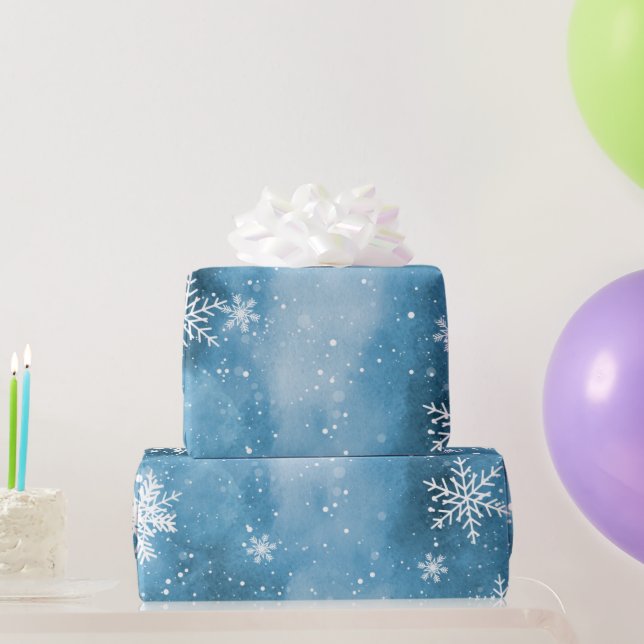 Watercolor Snowflake Snö Vinterjulafton Presentpapper (Festgåvor)