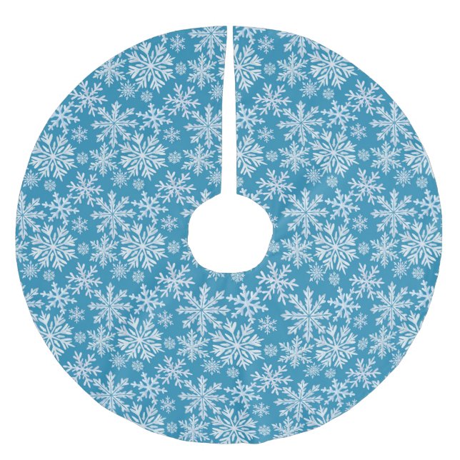 Watercolor Snowflakes Pattern Julgransmatta Borstad Polyester (Framsidan)