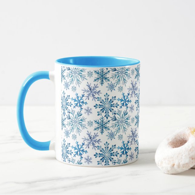 Watercolor Snowflakes Pattern Mugg (Med munk)
