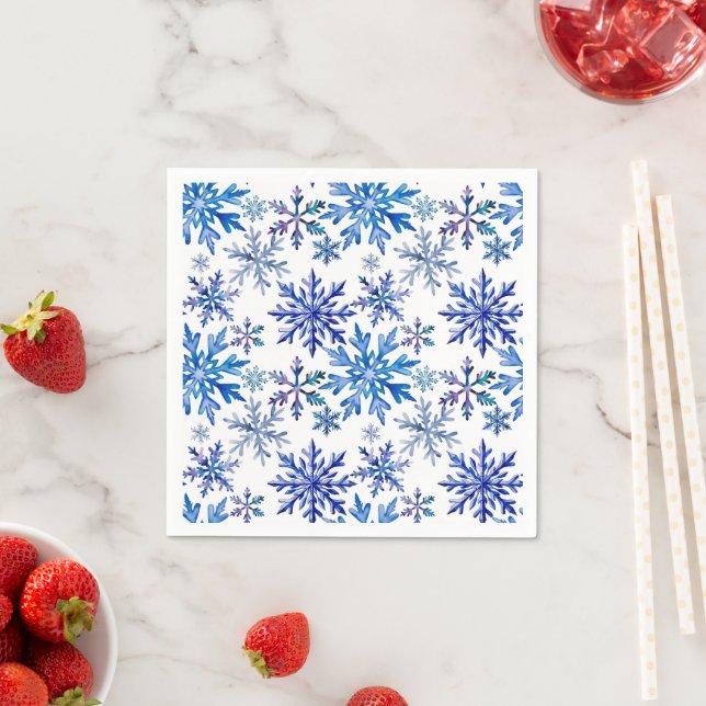 Watercolor Snowflakes Pattern Pappersservett (Insitu)
