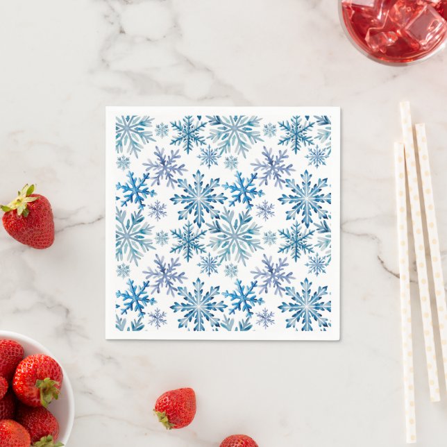 Watercolor Snowflakes Pattern Pappersservett (Insitu)