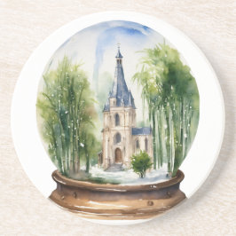 Watercolor Snowglobe Cathedral Underlägg