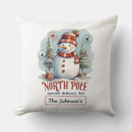 Watercolor Snowman Throw Pillow Kudde