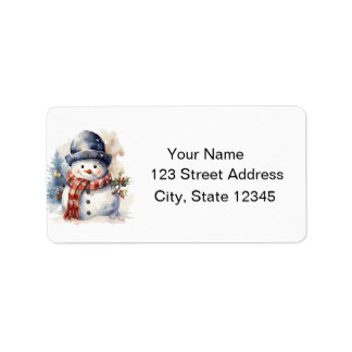 Watercolor Snowman Winter Return Address Label Adressetikett