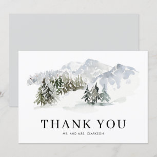 Watercolor Snowy Forest Woodland Winter Wedding Tack Kort
