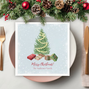 Watercolor Snowy Julgran och Gifts Pappersservett