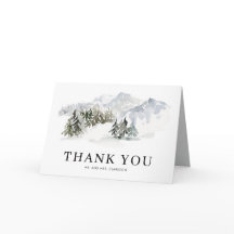 Watercolor Snowy Winter Forest Woodland Bröllop