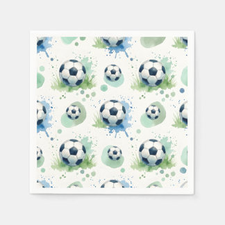 Watercolor Soccer Boy's Birthday Party Pappersservett