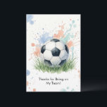 Watercolor Soccer Boy's Birthday Party Tack Kort<br><div class="desc">Watercolor Soccer Boy's Birthday Party</div>