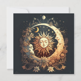 Watercolor Sol och Måne Celestial Anteckningskort