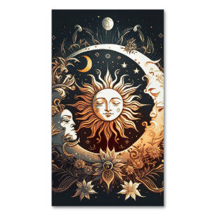 Watercolor Sol och Måne Celestial Magnetiska Visitkort
