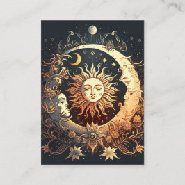 Watercolor Sol och Måne Celestial Visitkort