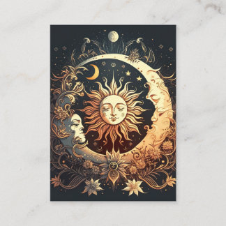 Watercolor Sol och Måne Celestial Visitkort